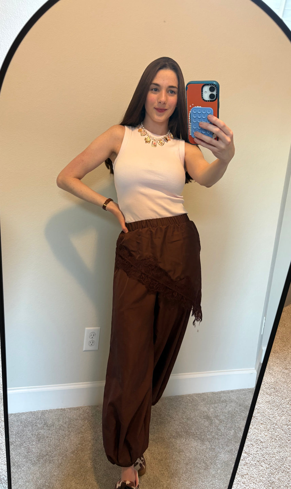 Brown Lace Balloon Pants