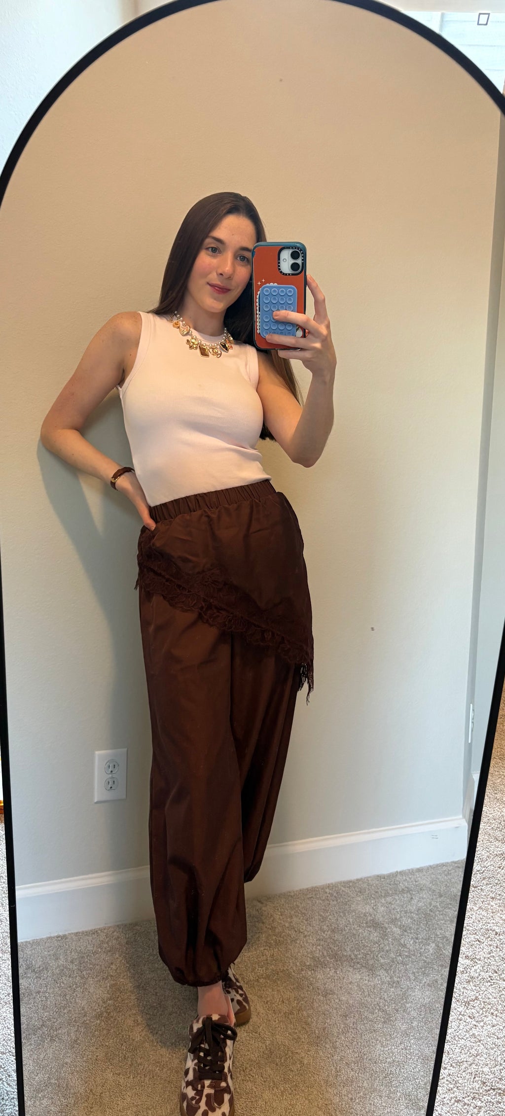 Brown Lace Balloon Pants