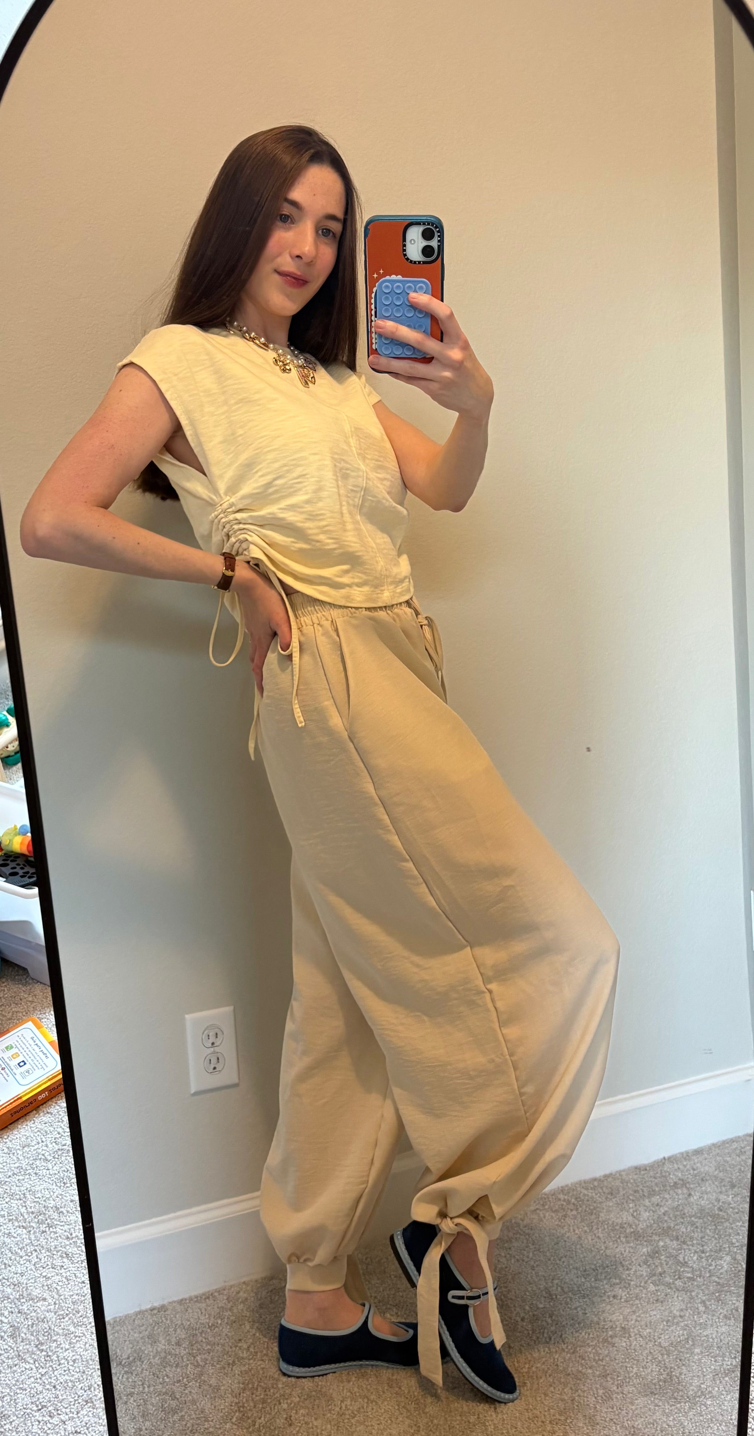 Cream Balloon Pants