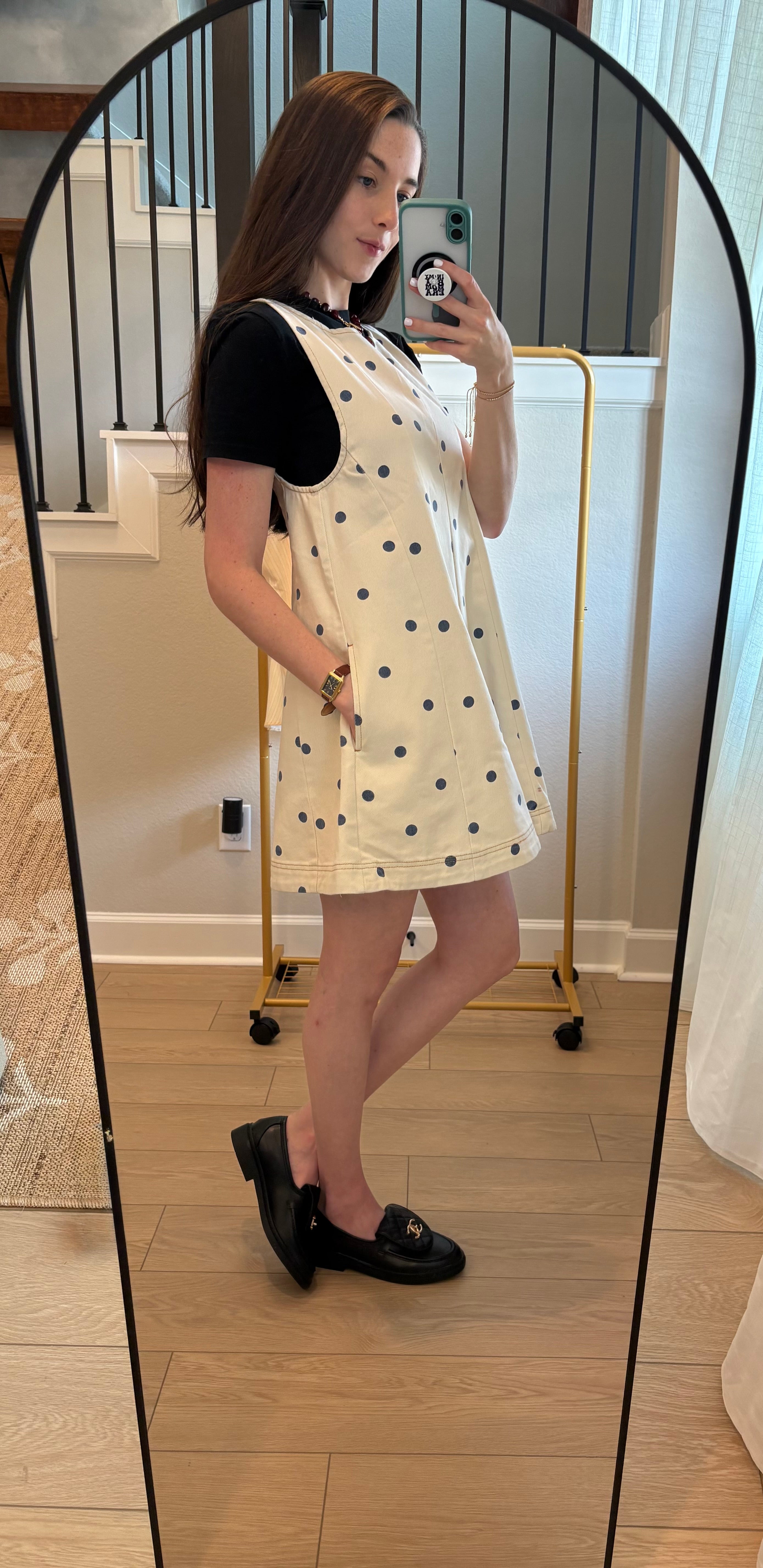 Polka Dot Denim Romper