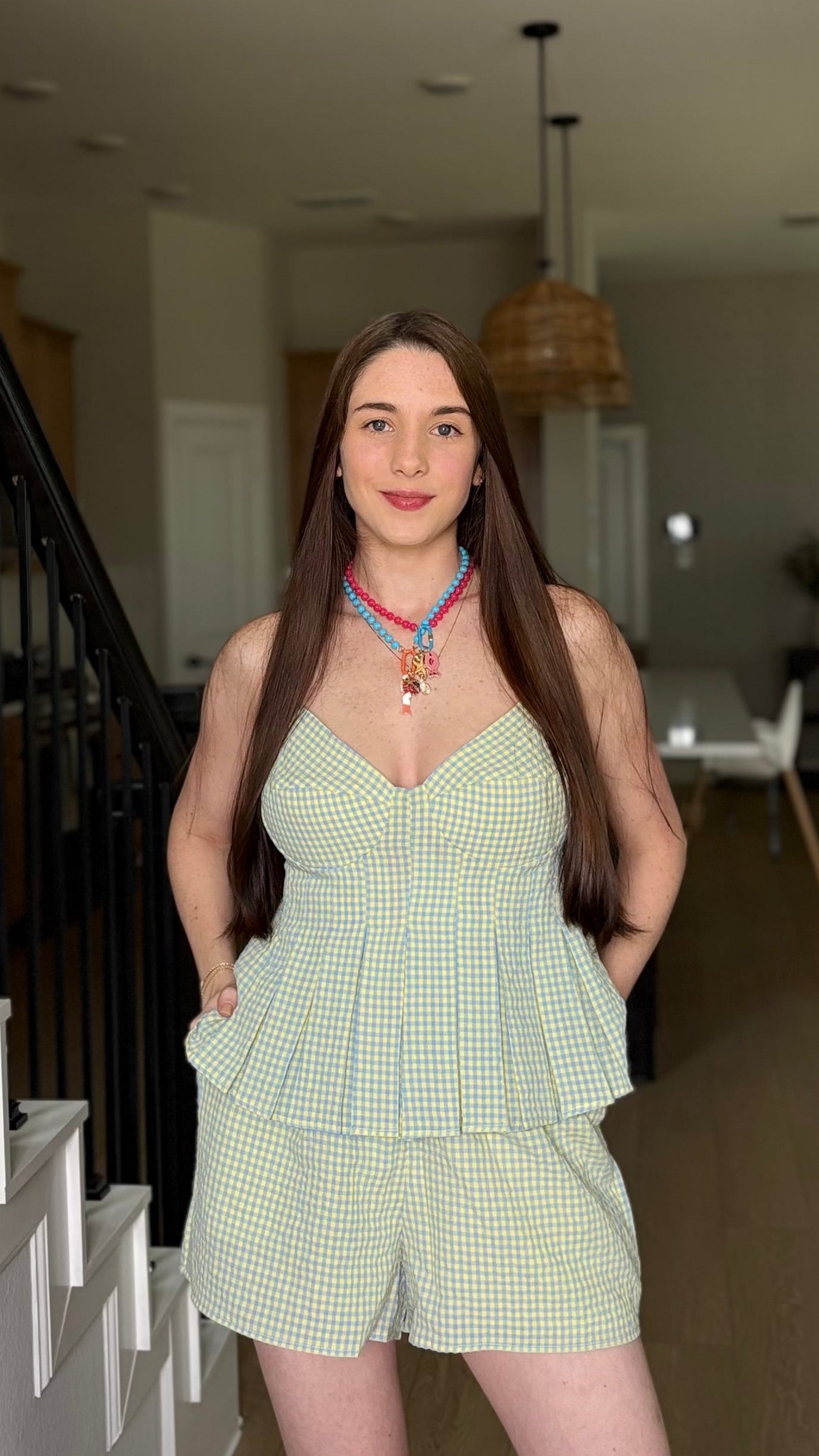 Lemon and Blue Peplum Set